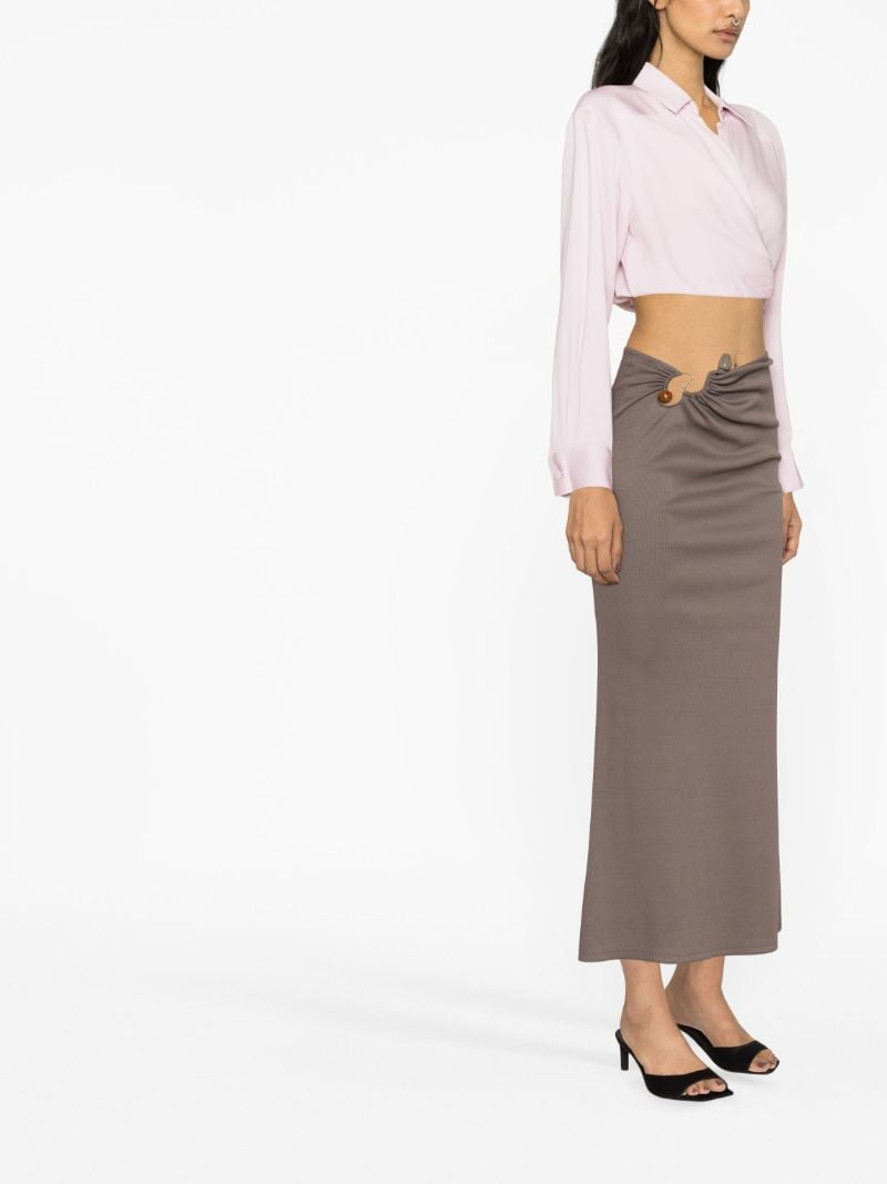 Pink Twist Wrapped Crop Blouse