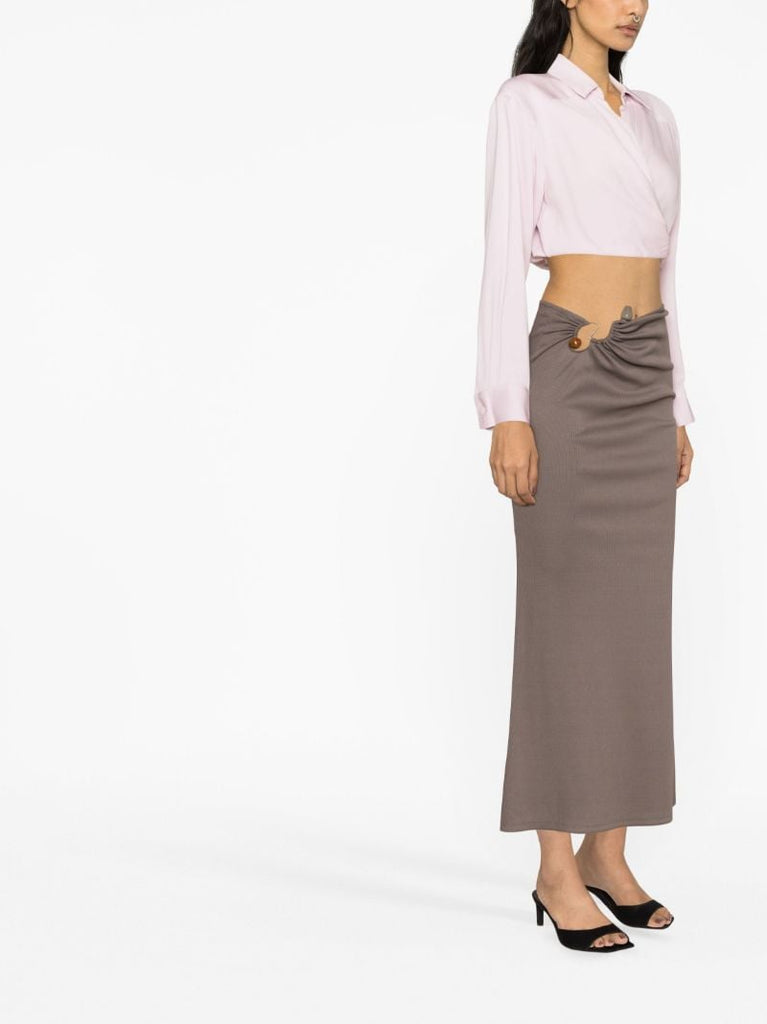 Pink Twist Wrapped Crop Blouse