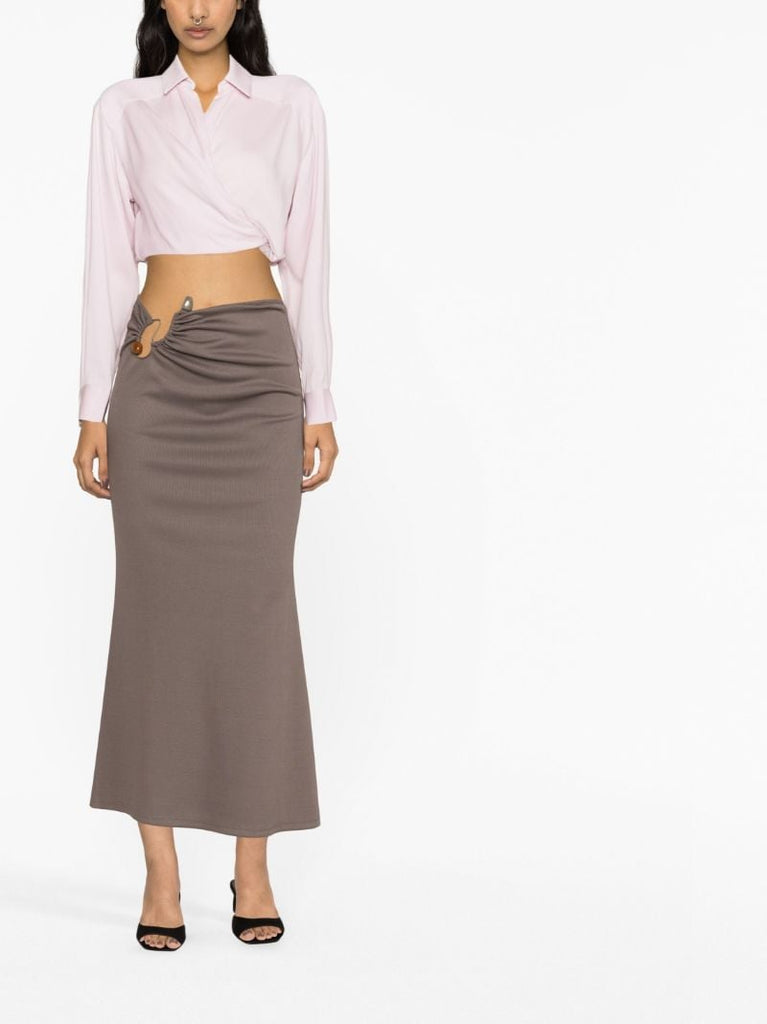 Pink Twist Wrapped Crop Blouse