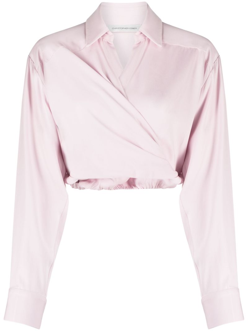 Pink Twist Wrapped Crop Blouse