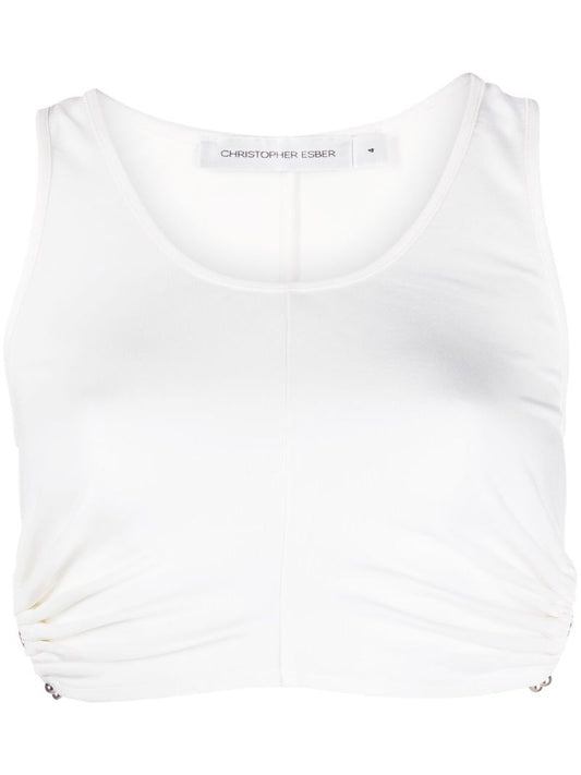 White Duality Orbit Crop Top
