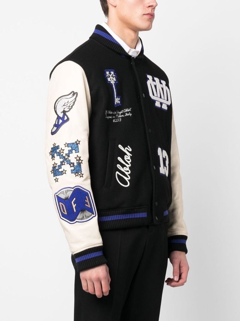 Black Patch Detailing Bomber Jacket