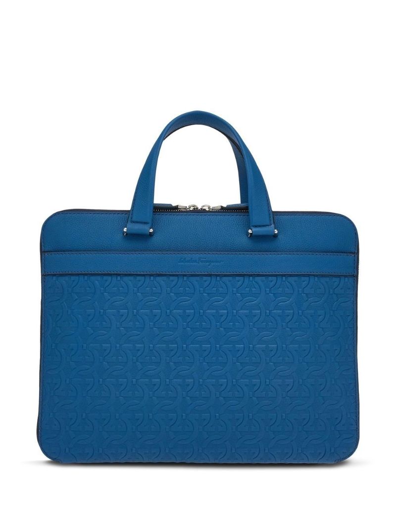 Blue Gancini Leather Briefcase