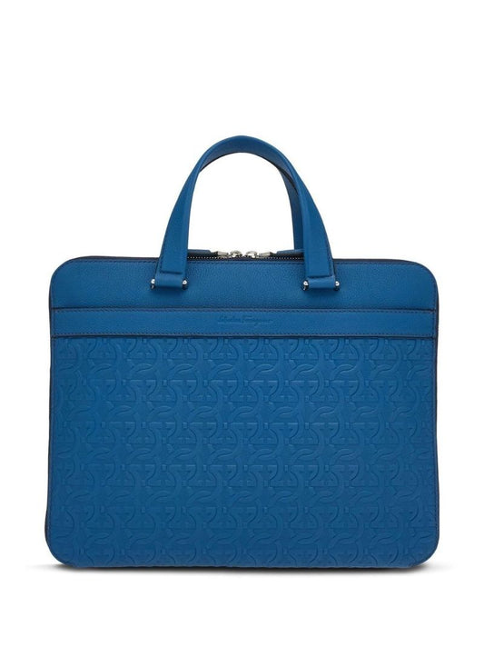 Blue Gancini Leather Briefcase