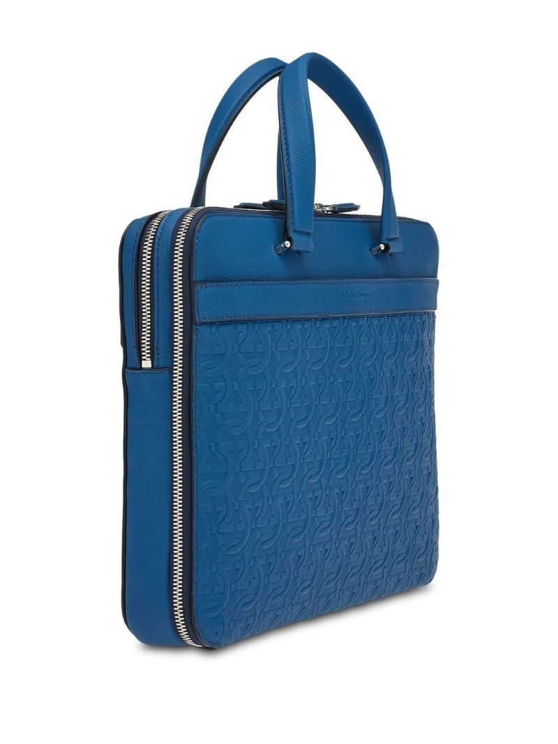 Blue Gancini Leather Briefcase