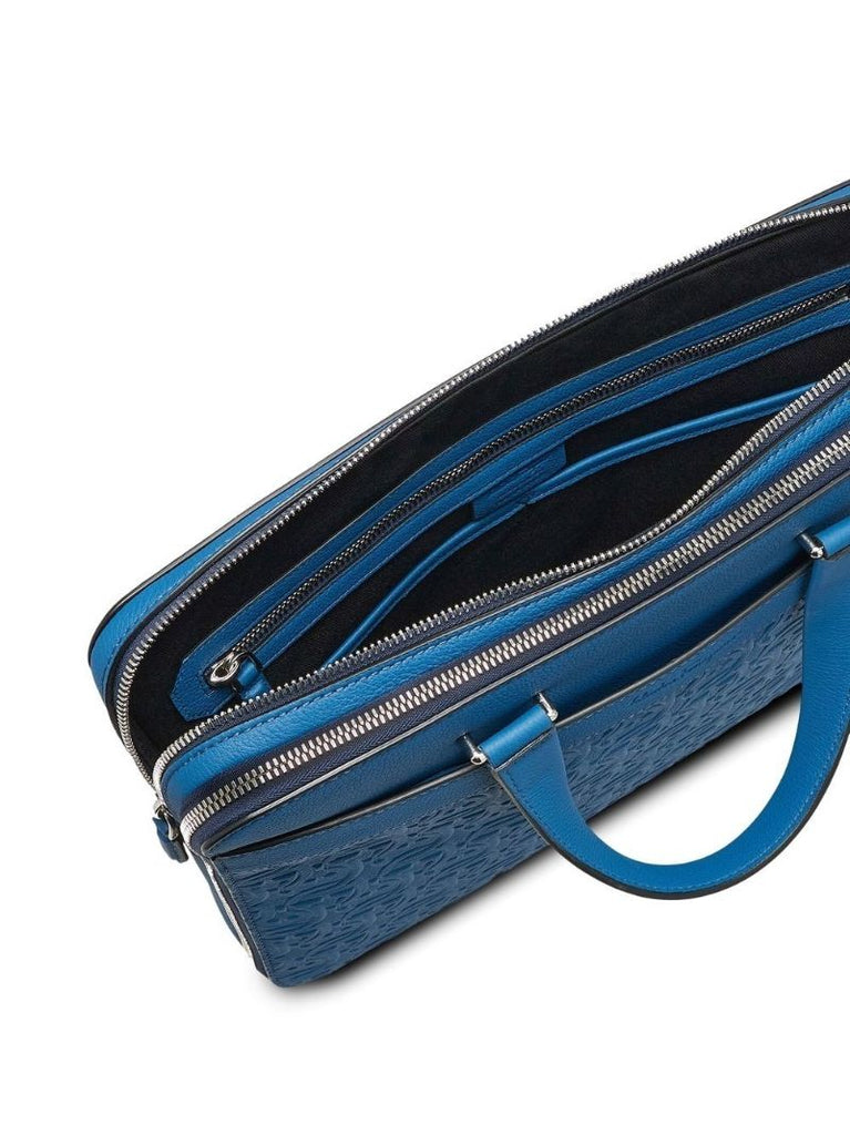 Blue Gancini Leather Briefcase