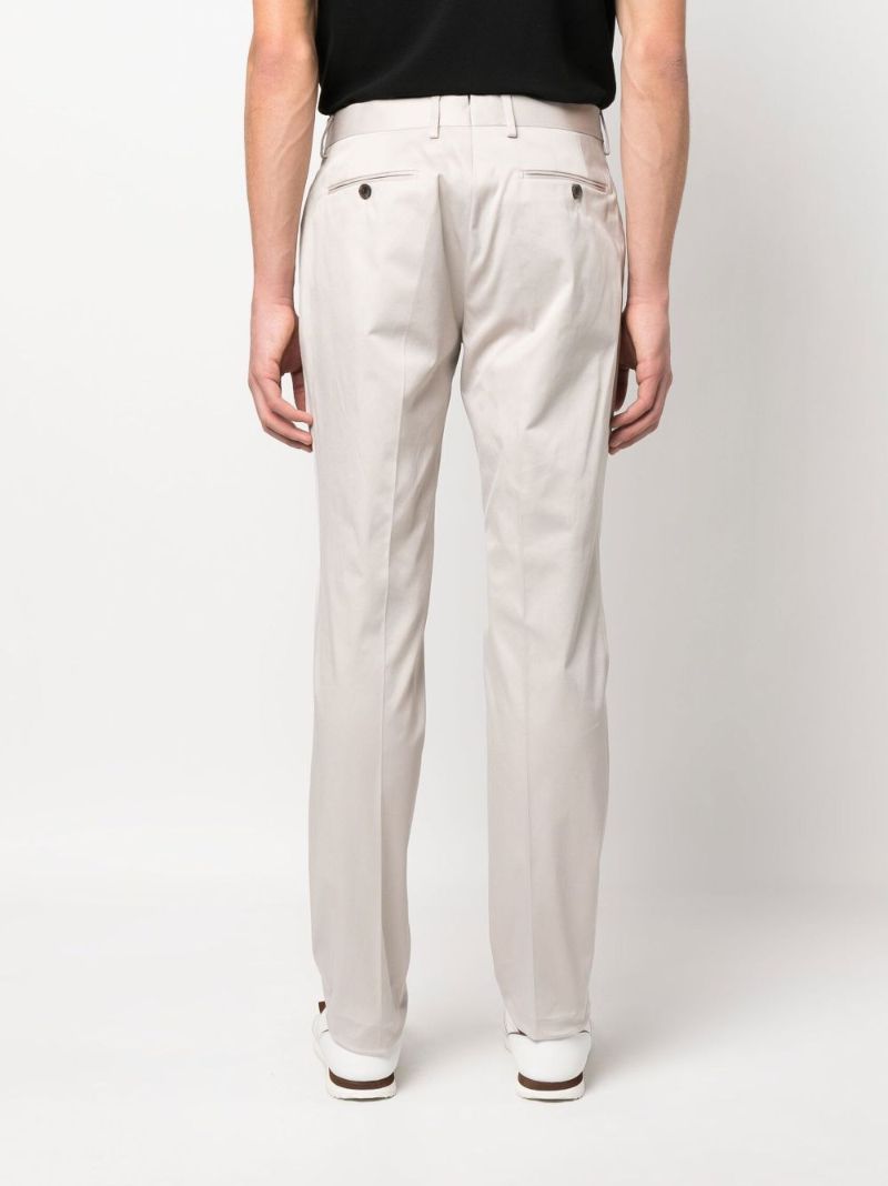 Beige Straight Cotton Chino Trousers