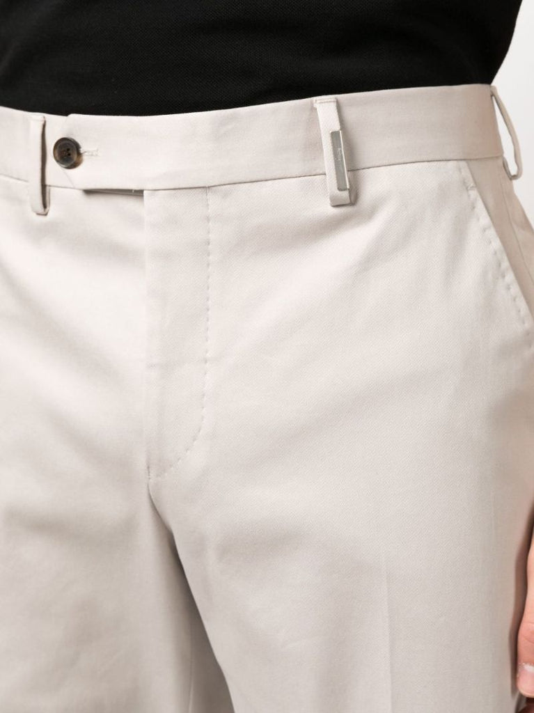 Beige Straight Cotton Chino Trousers