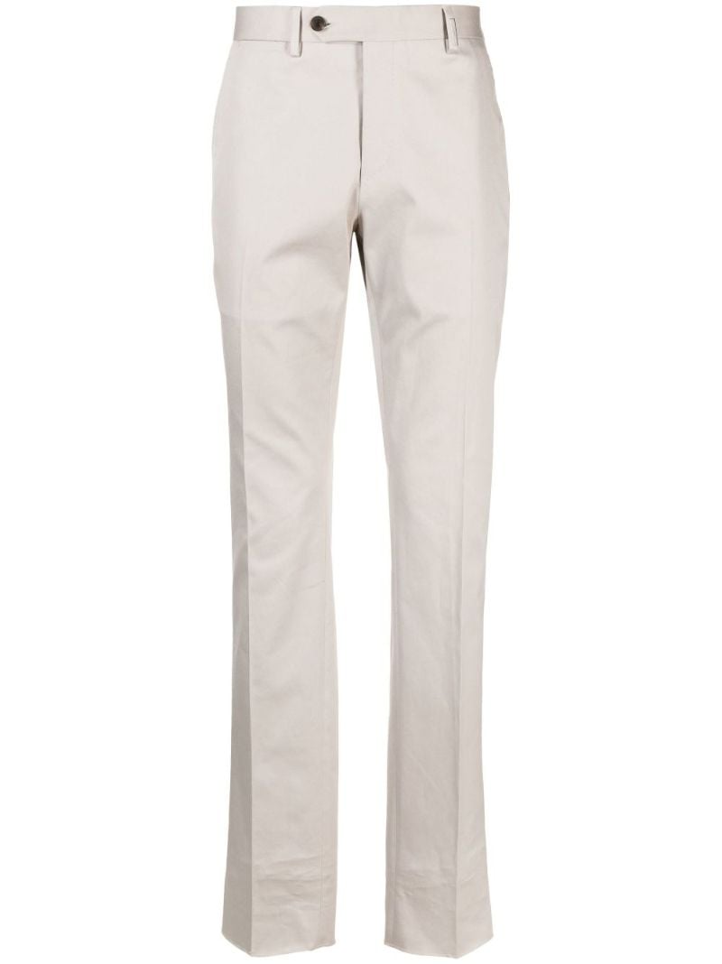 Beige Straight Cotton Chino Trousers