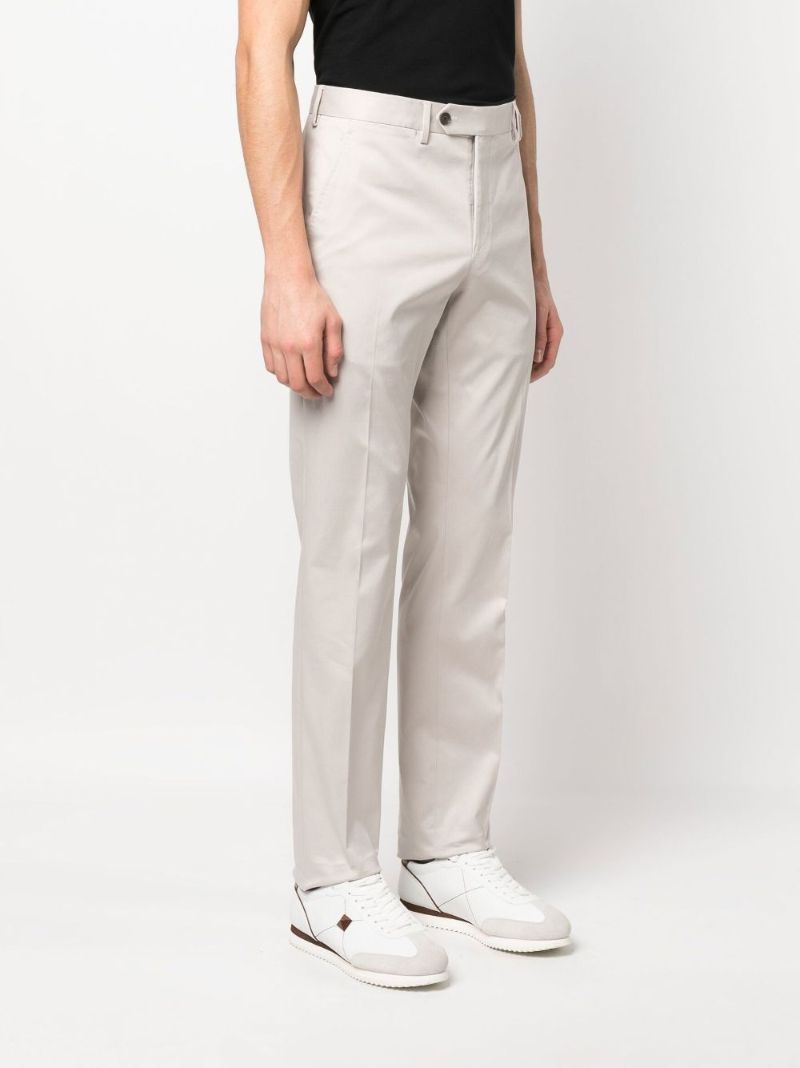Beige Straight Cotton Chino Trousers
