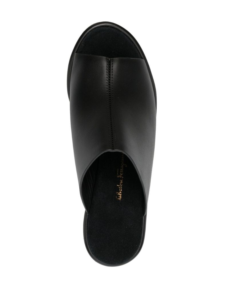 Black Platform Open-toe Mules