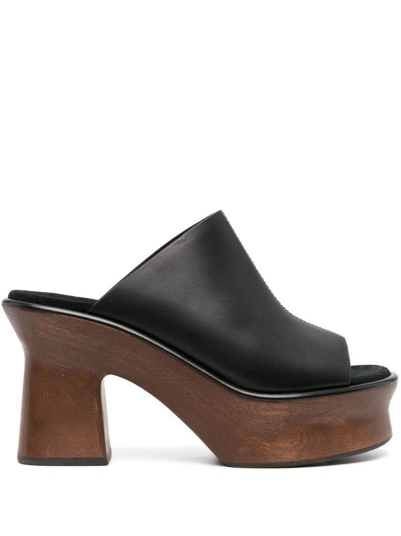 Black Platform Open-toe Mules