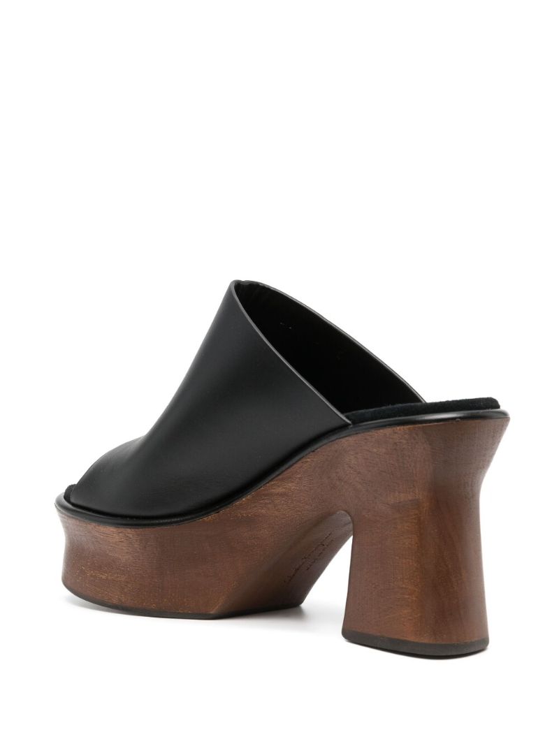Black Platform Open-toe Mules