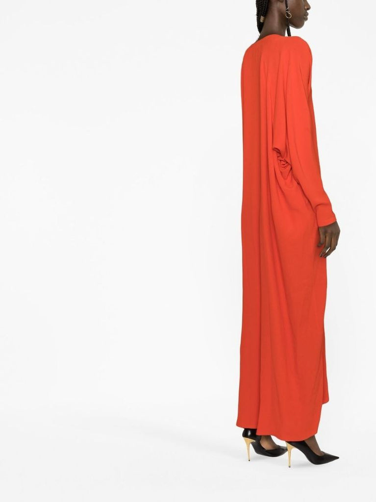 Red Draped Kaftan Dress