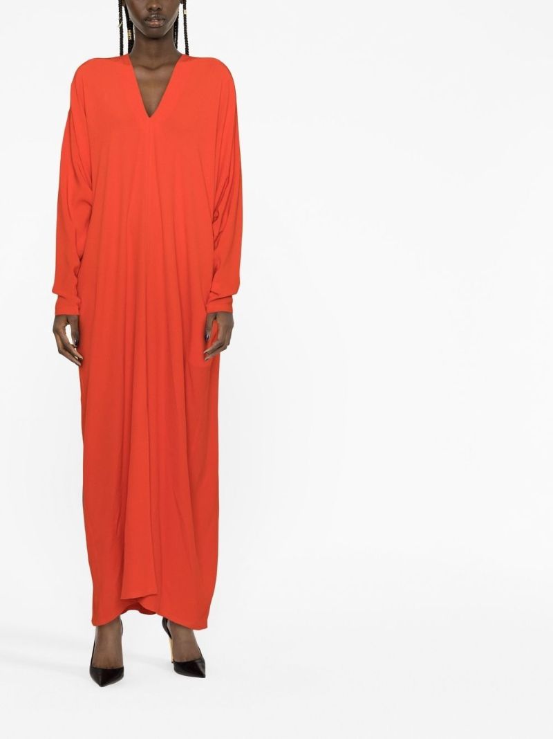 Red Draped Kaftan Dress