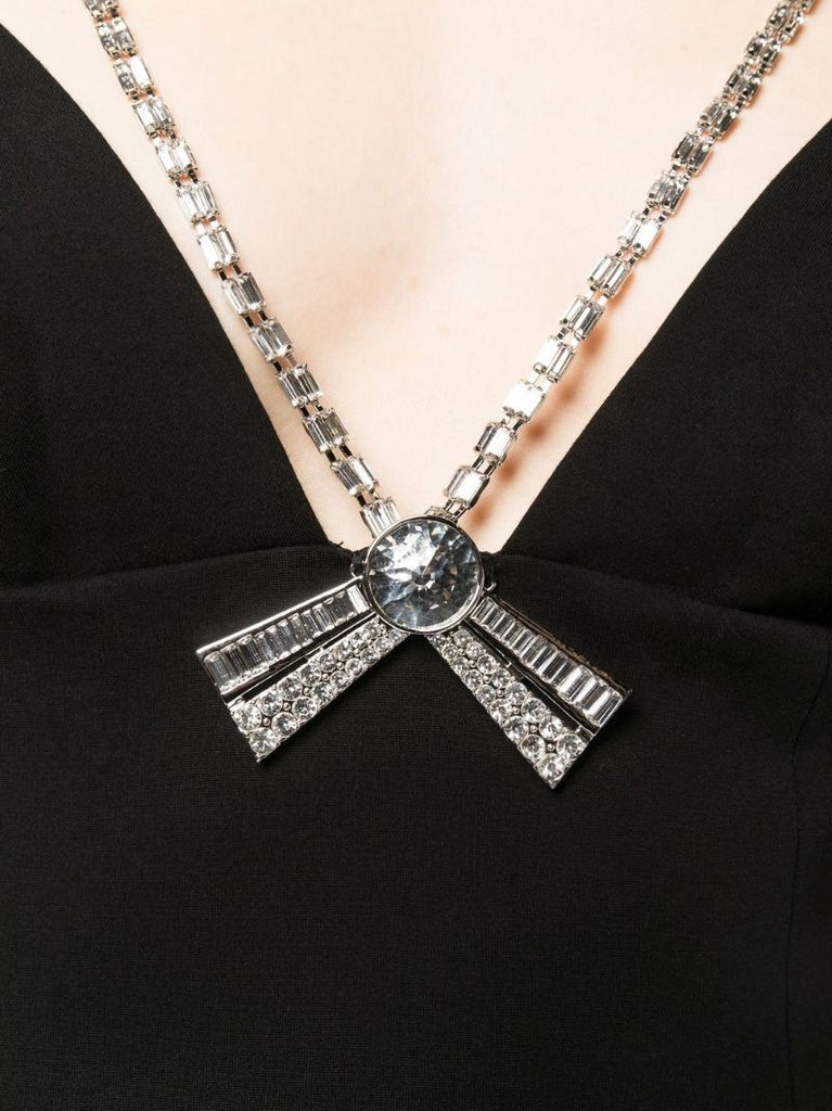 Black Crystal-embellished Mini Dress