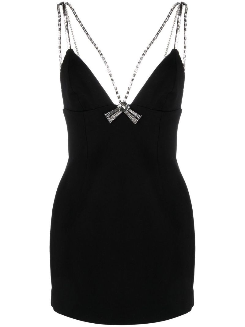 Black Crystal-embellished Mini Dress