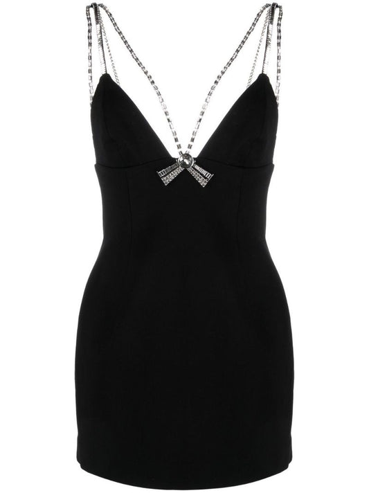 Black Crystal-embellished Mini Dress