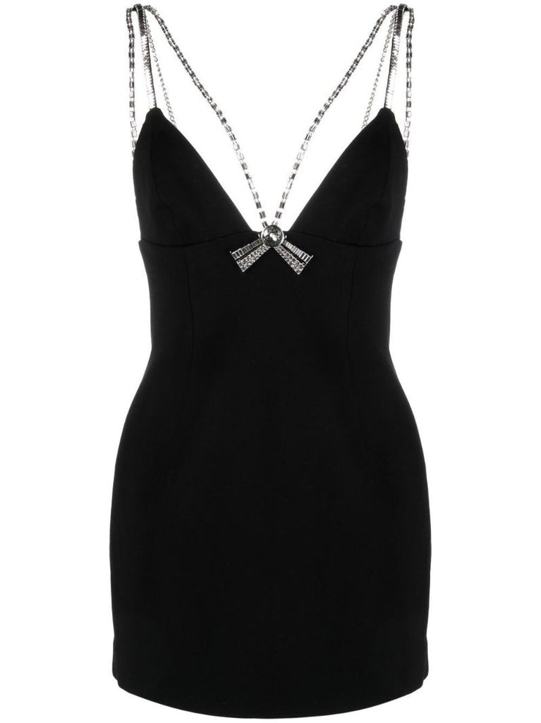 Black Crystal-embellished Mini Dress
