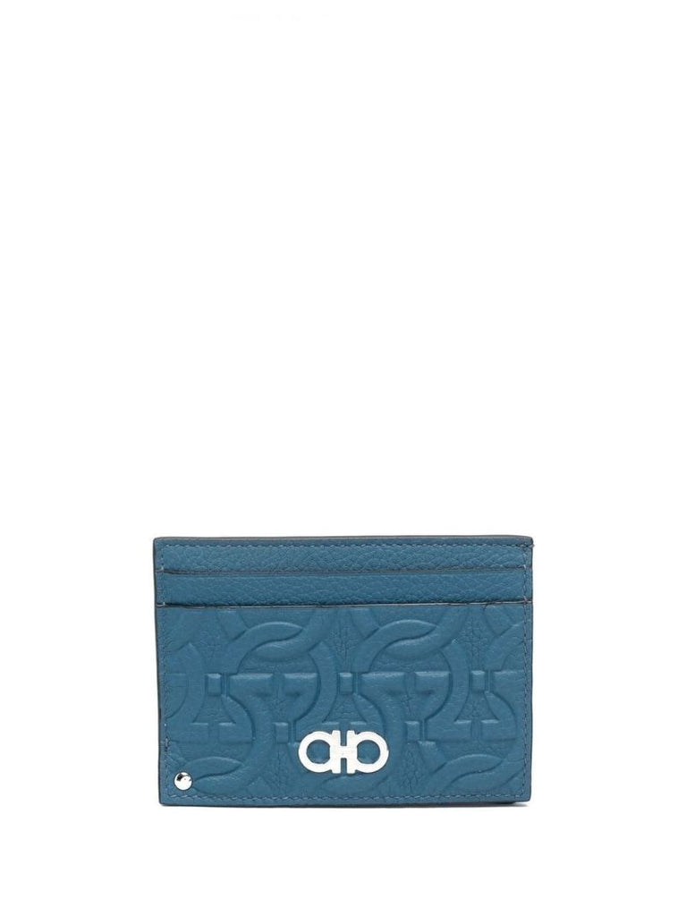 Blue Gancini Debossed-logo Cardholder