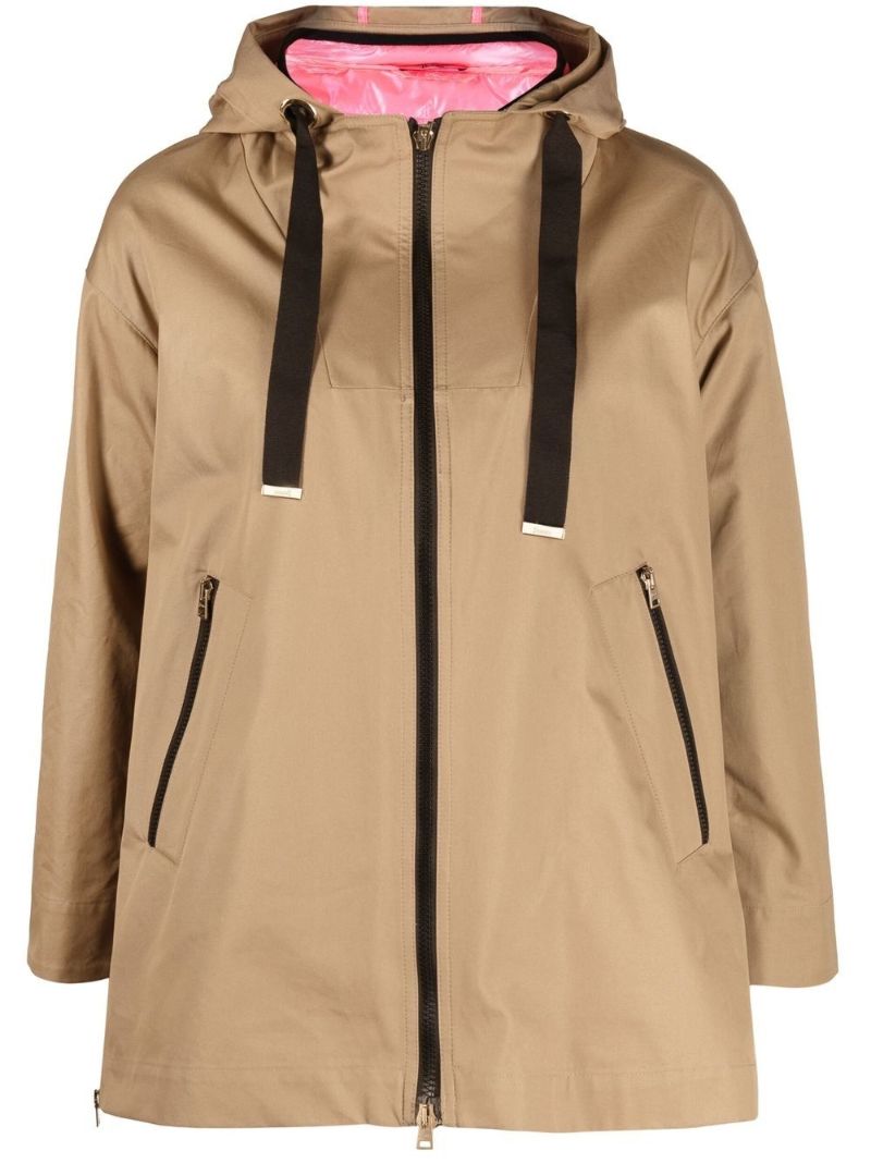 Beige Reversible Zip-up Hooded Jacket