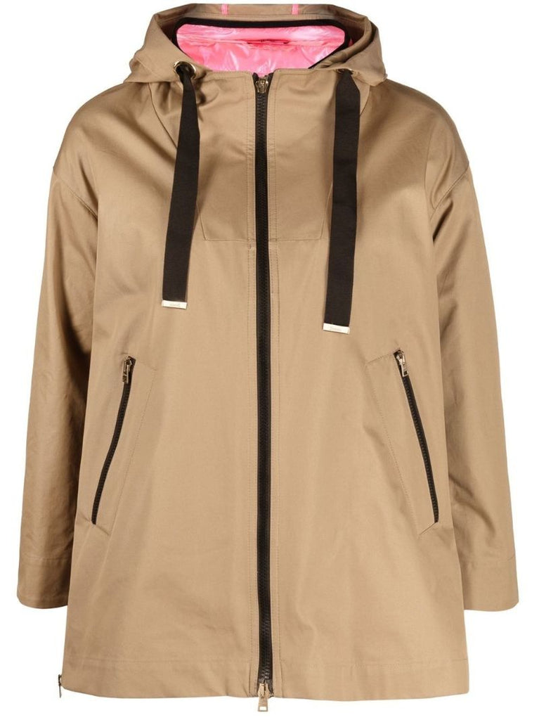 Beige Reversible Zip-up Hooded Jacket