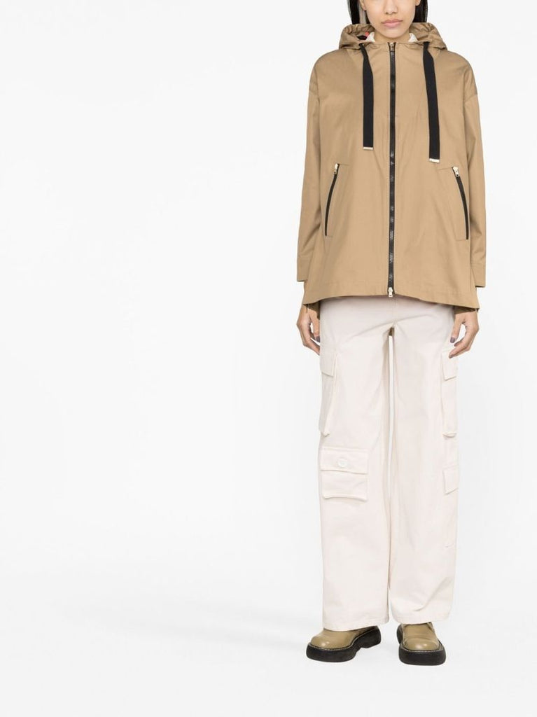 Beige Reversible Zip-up Hooded Jacket