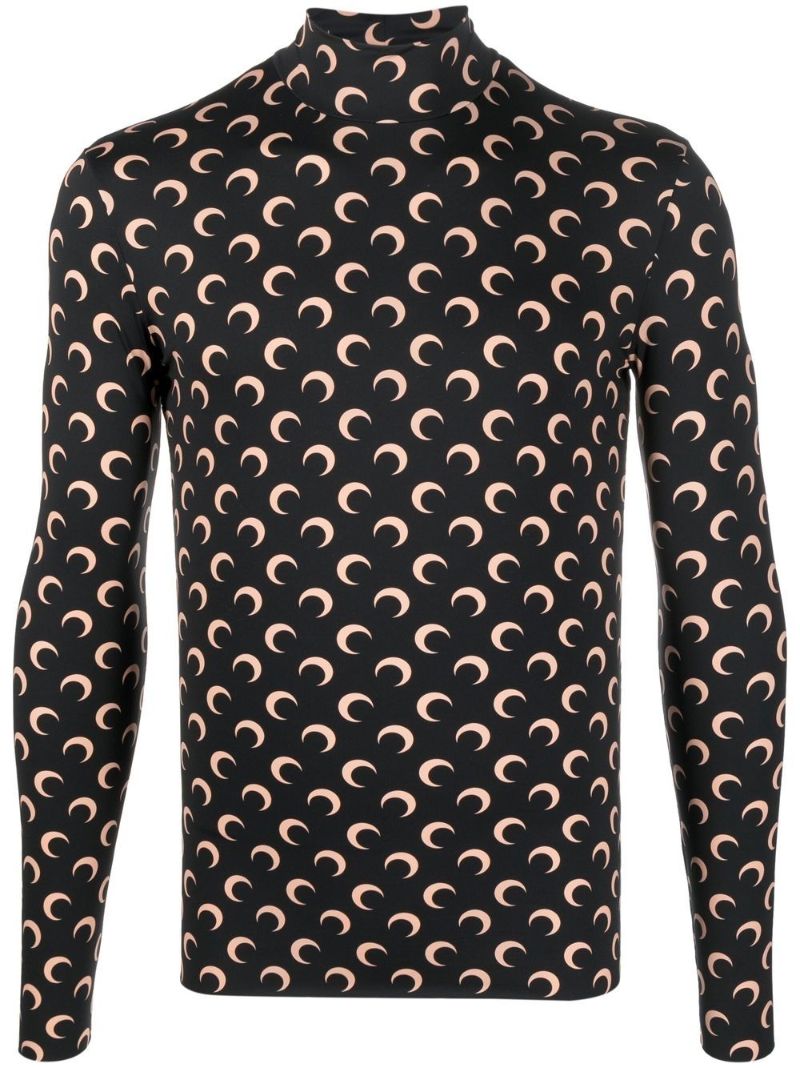 Black Crescent Moon Print Top