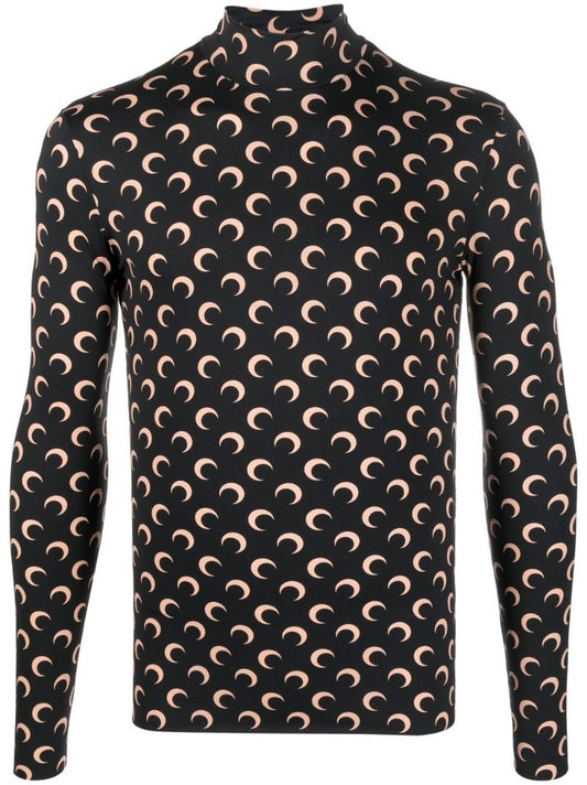 Black Crescent Moon Print Top