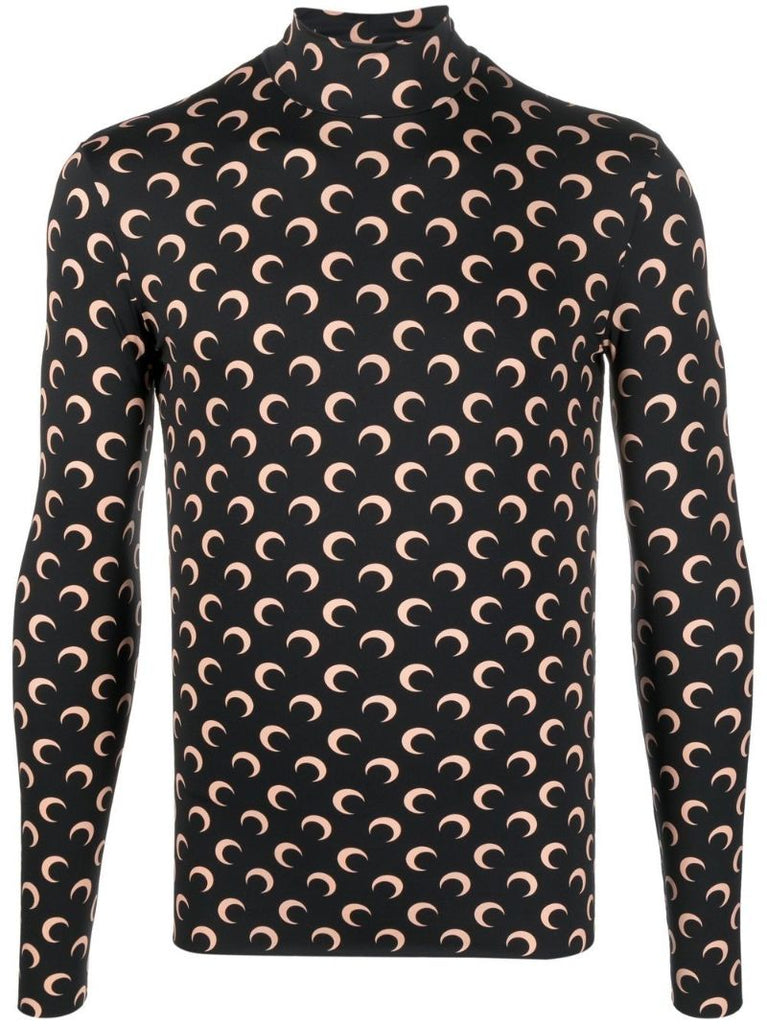 Black Crescent Moon Print Top