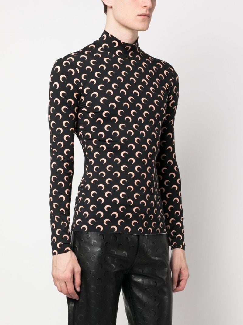Black Crescent Moon Print Top