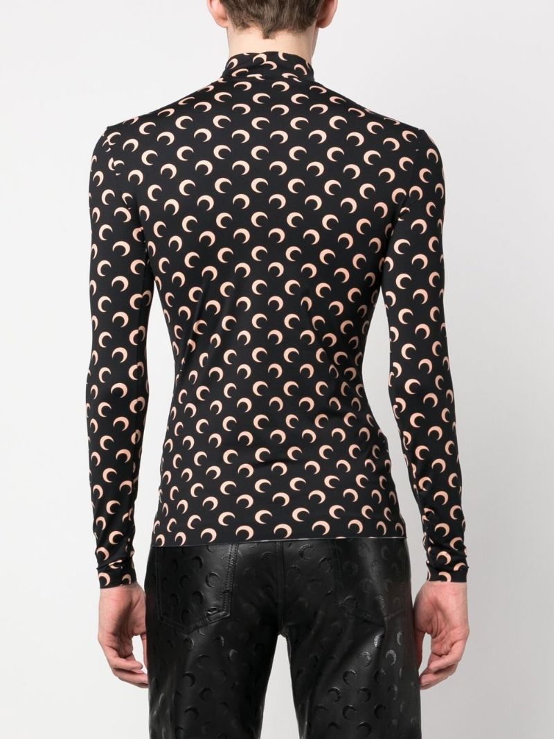 Black Crescent Moon Print Top
