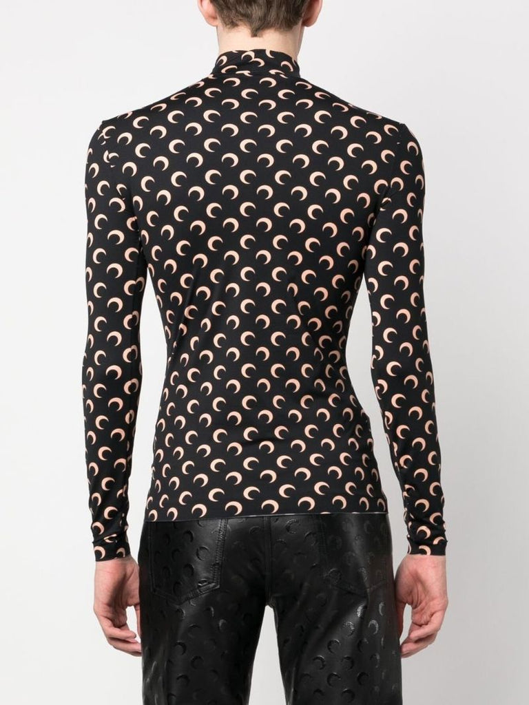 Black Crescent Moon Print Top