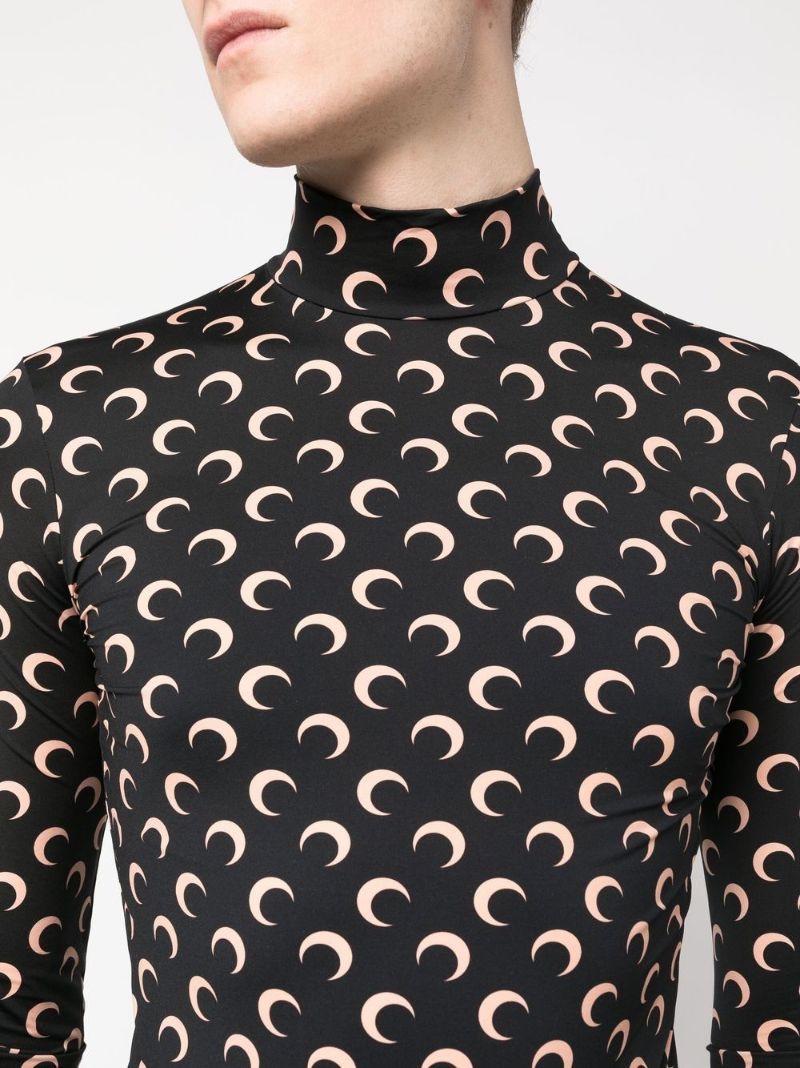Black Crescent Moon Print Top