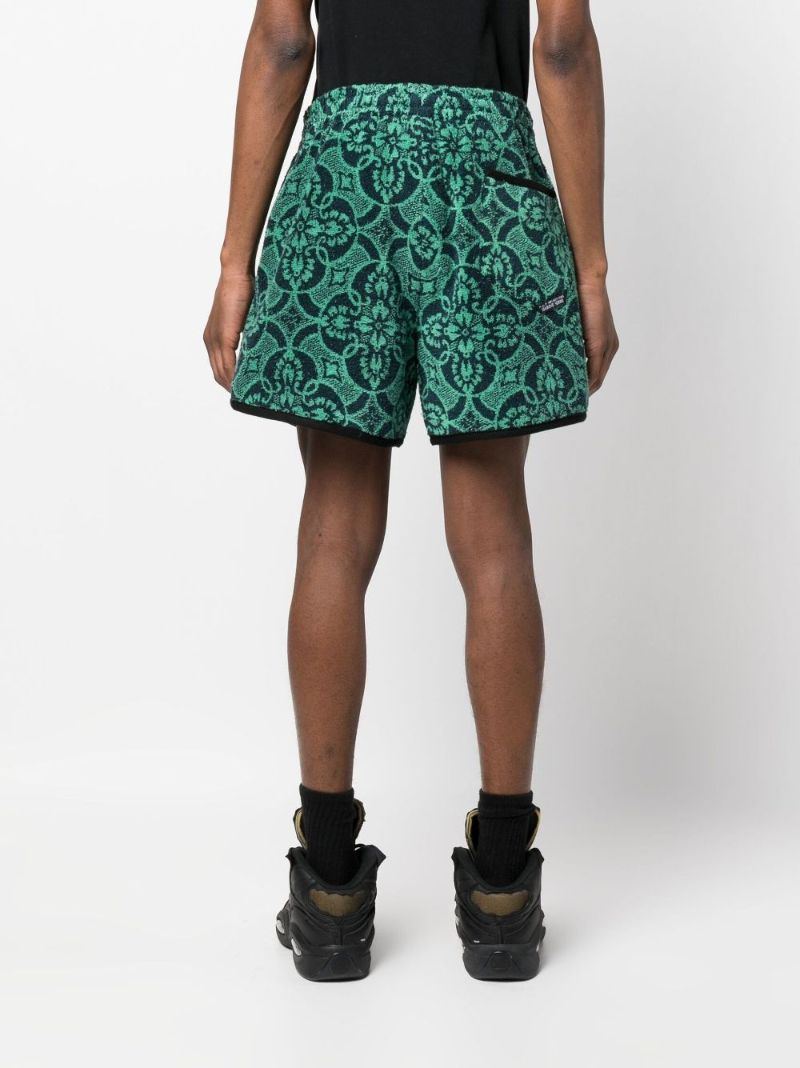 Green Patterned Jacquard Towels Track Shorts