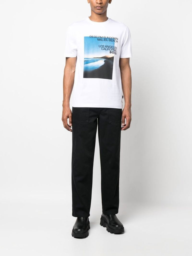 White Graphic Print T-shirt