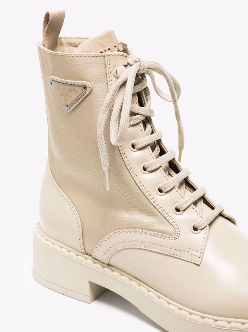Neutral Chocolate Leather Combat Boots