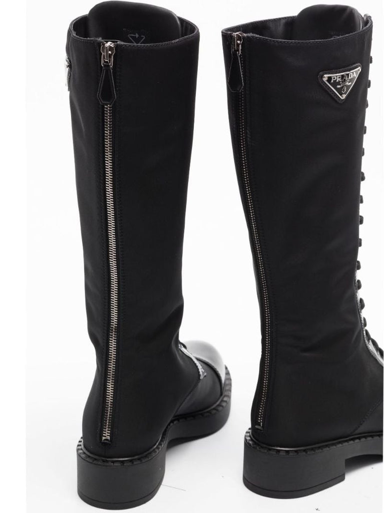 Black Leather and Re-nylon Boots