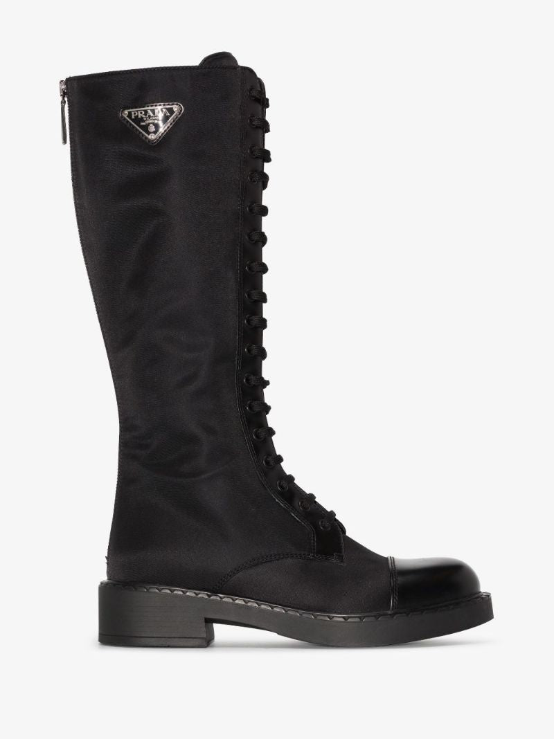 Black Leather and Re-nylon Boots