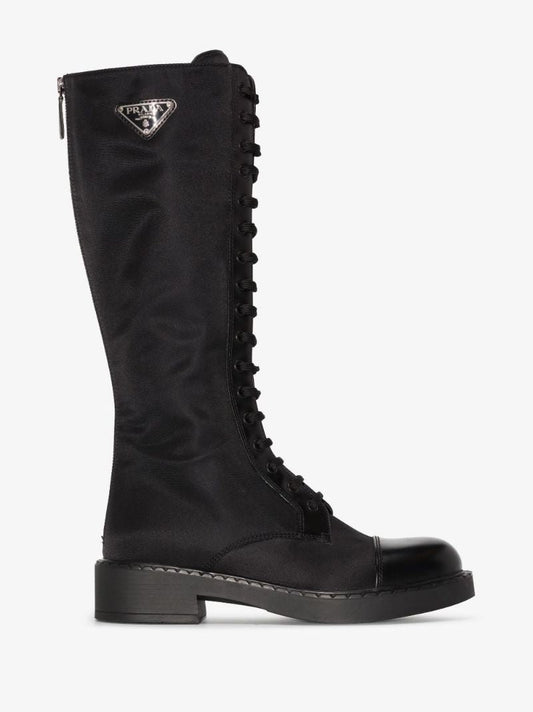 Black Leather and Re-nylon Boots