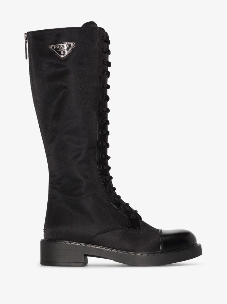 Black Leather and Re-nylon Boots