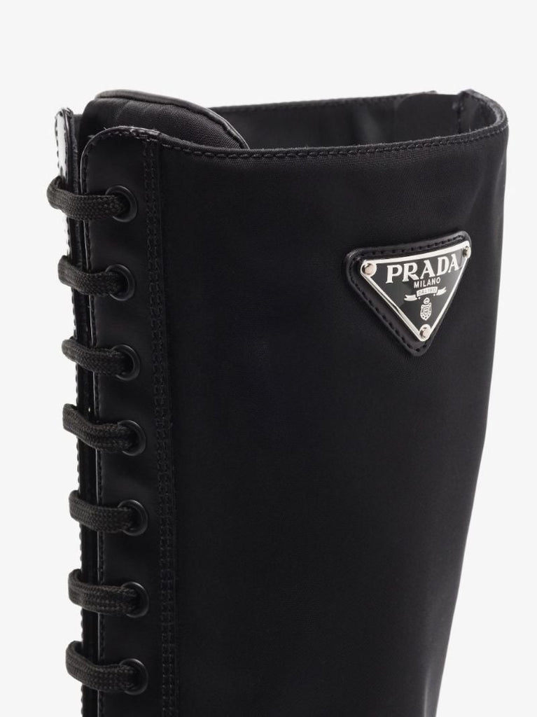 Black Leather and Re-nylon Boots