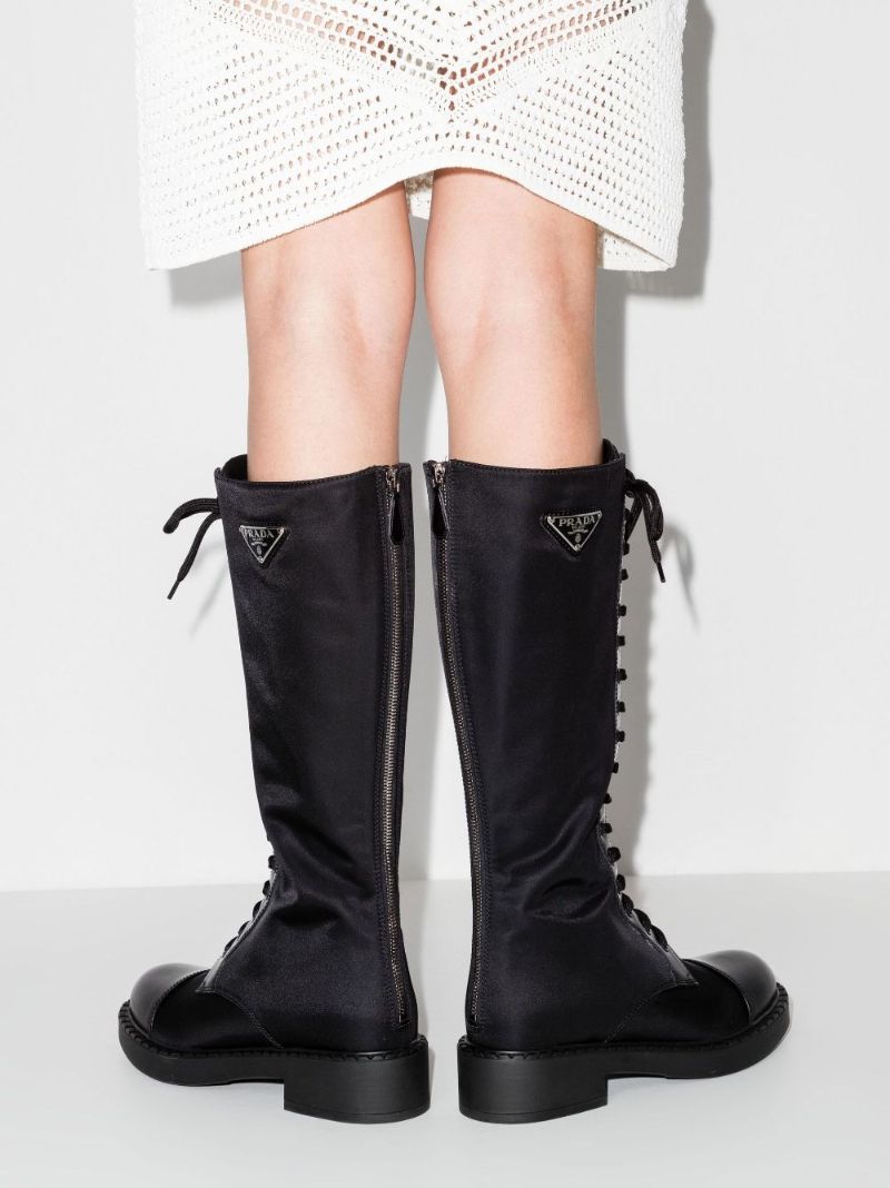 Black Leather and Re-nylon Boots