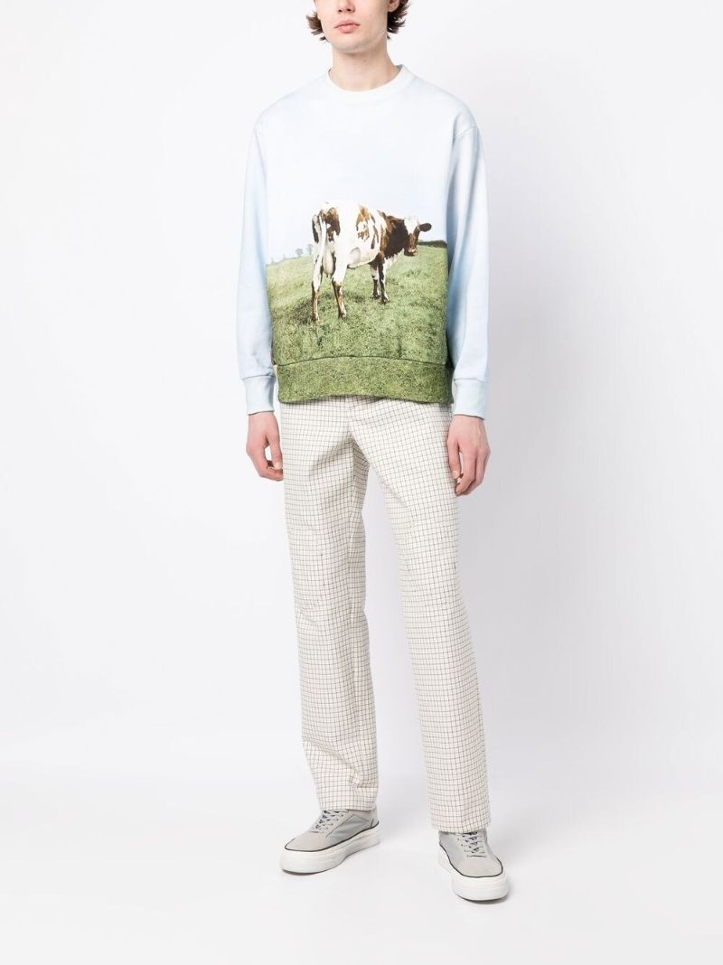 Blue Photograph Print Cotton Sweatshirt