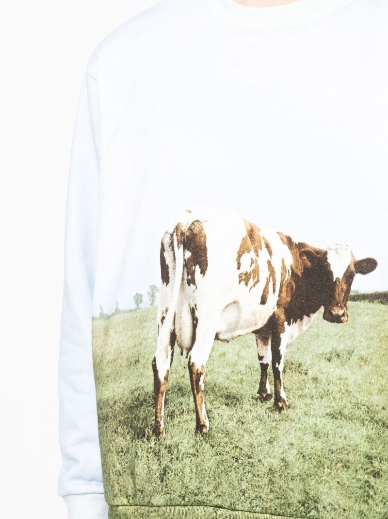 Blue Photograph Print Cotton Sweatshirt