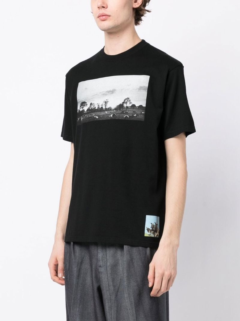 Black Cotton Photograph Print T-shirt