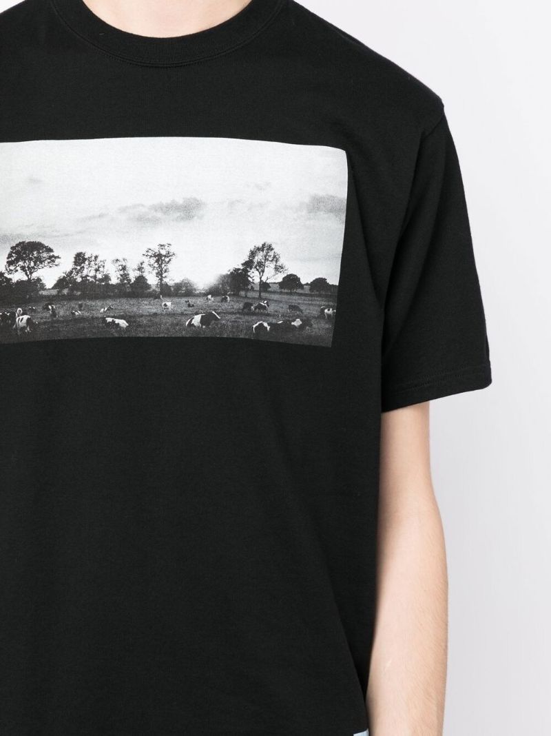 Black Cotton Photograph Print T-shirt