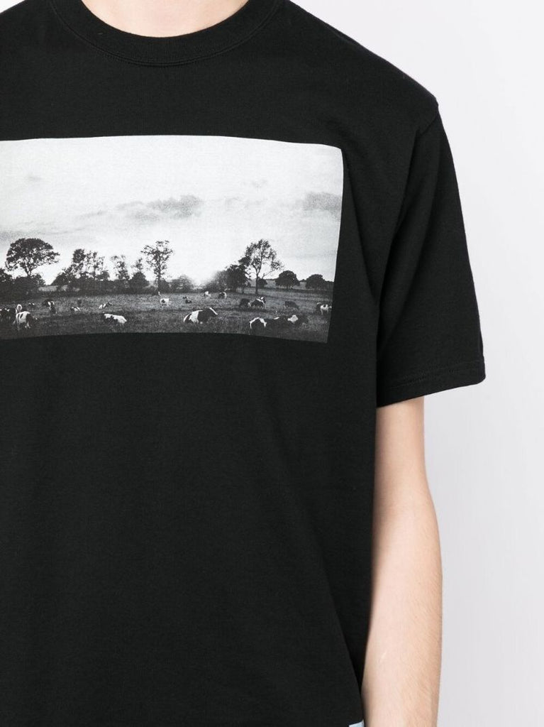 Black Cotton Photograph Print T-shirt
