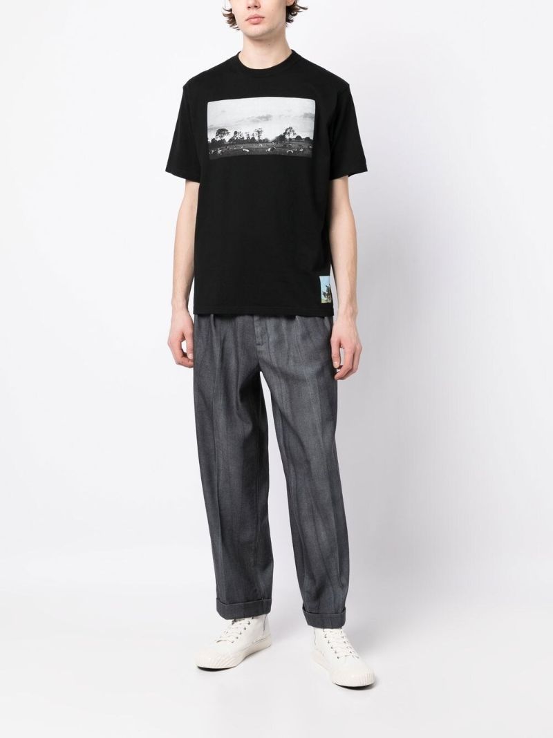 Black Cotton Photograph Print T-shirt
