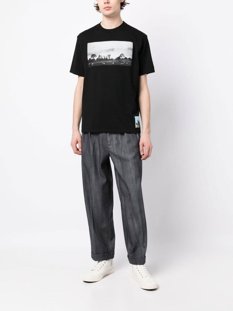 Black Cotton Photograph Print T-shirt